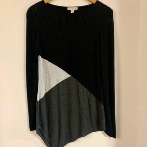 Elegant Black and Gray Long Sleeve Top